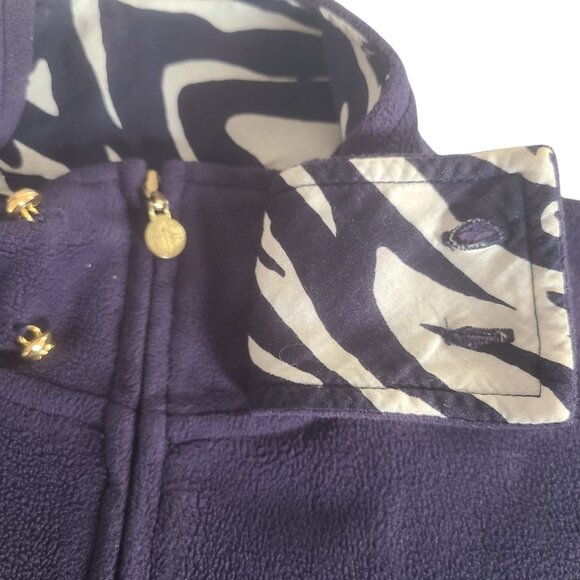 Lilly Pulitzer Women's Size S Purple Zip-Up Fleece Jacket Gold Button Detail - Picture 7 of 14
